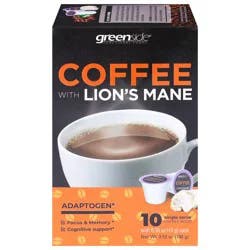 Greenside Functional Foods Adaptogen Coffee with Lion's Mane - 10 count 0.35 oz Single Serve Pods