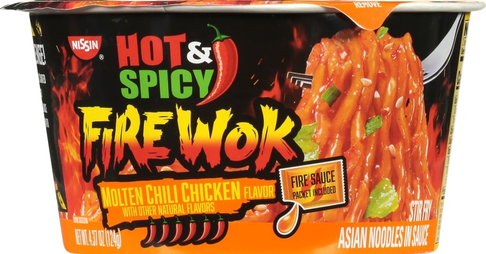 Nissin Hot & Spicy Fire Wok Molten Chili Chicken Flavor Stir Fry Asian