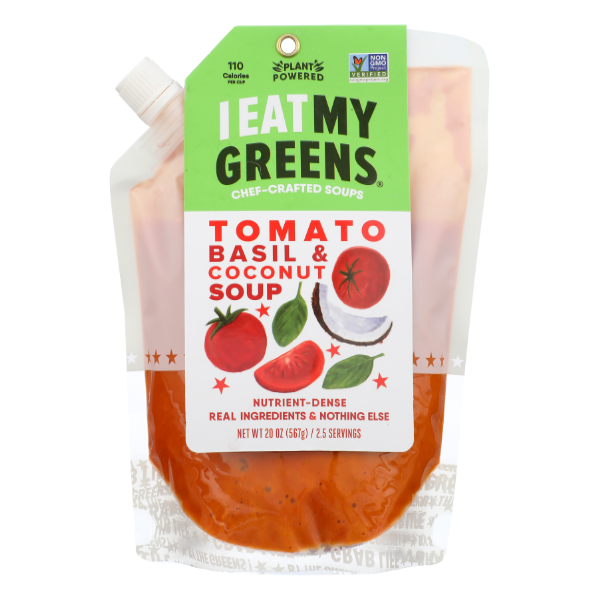 slide 1 of 1, I Eat My Greens Tomato & Basil with Coconut Soup 20 oz, 20 oz