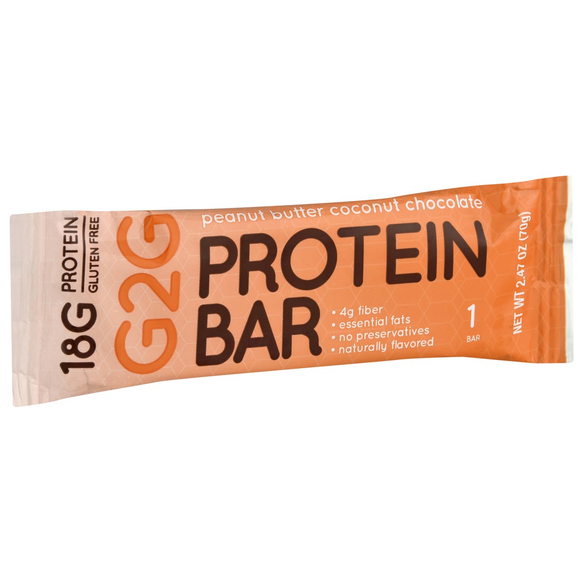 slide 9 of 12, G2G Peanut Butter Coconut Chocolate Protein Bar 2.47 oz - 2.47 oz, 2.47 oz