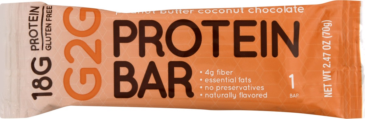 slide 6 of 12, G2G Peanut Butter Coconut Chocolate Protein Bar 2.47 oz - 2.47 oz, 2.47 oz