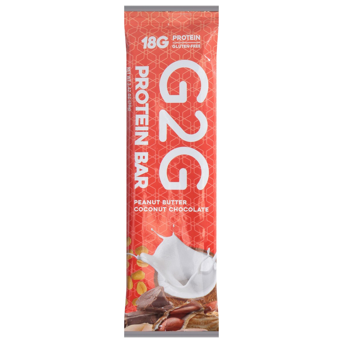 slide 1 of 12, G2G Peanut Butter Coconut Chocolate Protein Bar 2.47 oz - 2.47 oz, 2.47 oz
