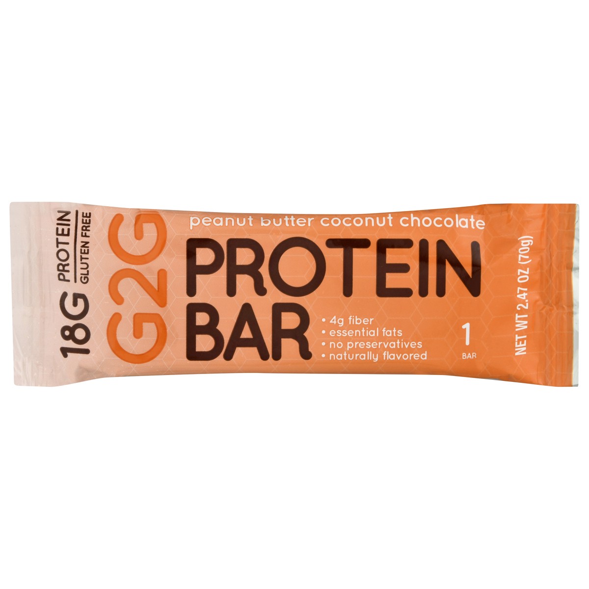 slide 8 of 12, G2G Peanut Butter Coconut Chocolate Protein Bar 2.47 oz - 2.47 oz, 2.47 oz