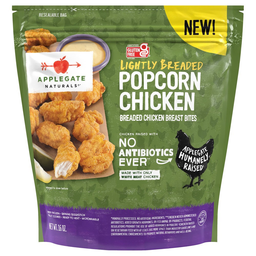 slide 2 of 3, APPLEGATE NATURALS Lightly Breaded Popcorn Chicken, 16 oz