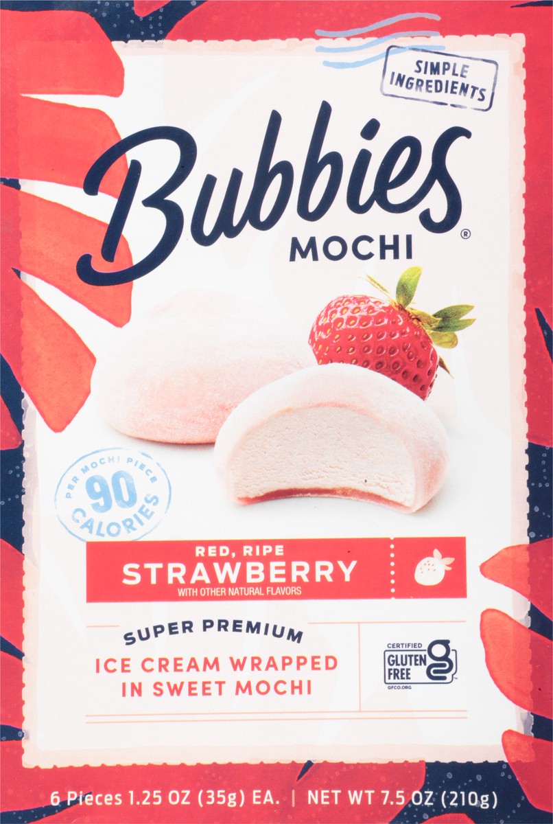 slide 6 of 13, Bubbies Ice Cream Strawberry Mochi, 6 ct