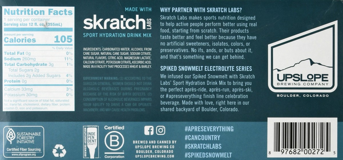 slide 3 of 9, Upslope Brewing Co. Spiked Snowmelt Variety Mix Pack Hard Seltzer 12 ea, 12 ct; 12 oz