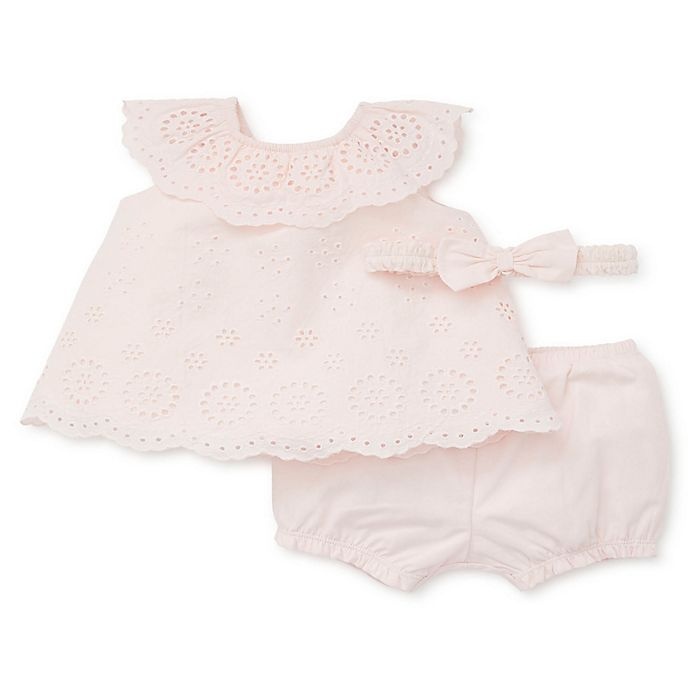 slide 2 of 2, Little Me Newborn Eyelet Sunsuit - Pink, 3 ct