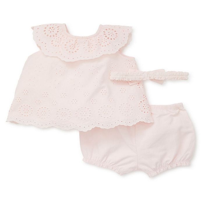 slide 1 of 2, Little Me Newborn Eyelet Sunsuit - Pink, 3 ct