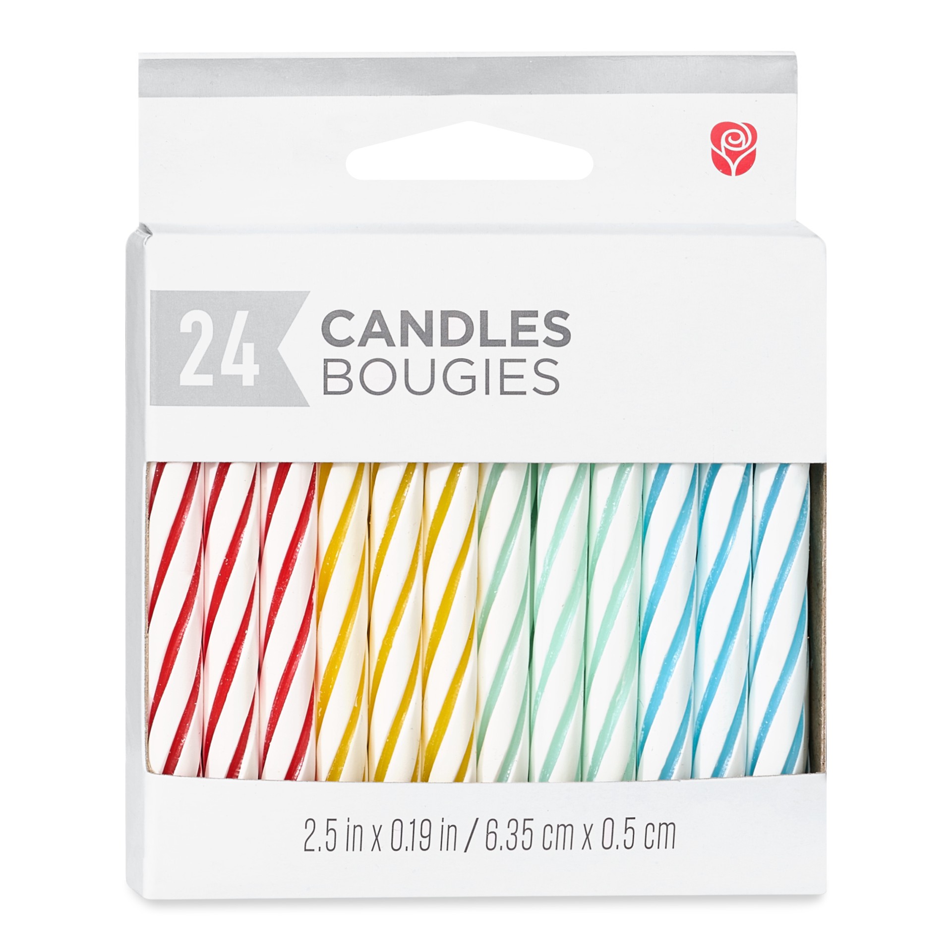 slide 2 of 3, American Greetings Spiral Birthday Candles, Green, Yellow, Red, and Blue Colors (24-Count), 24 ct