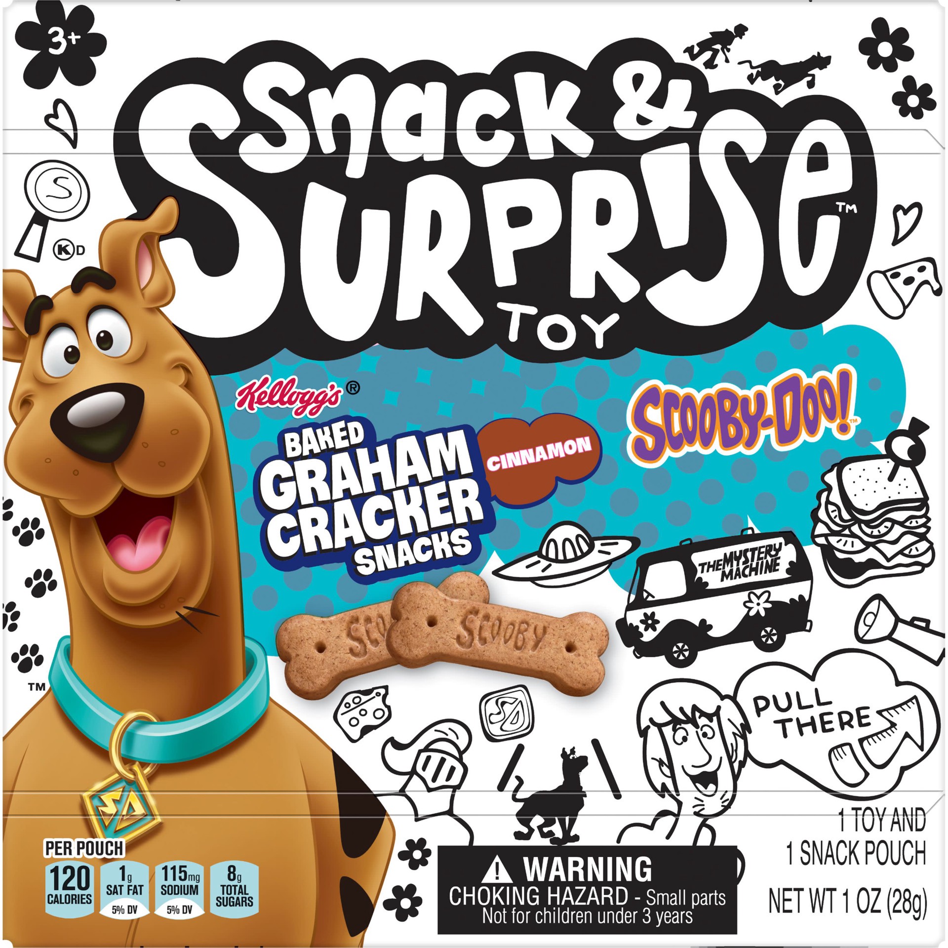slide 1 of 5, Scooby-Doo! Kellogg's SCOOBY-DOO! Baked Graham Cracker Snacks, Cinnamon, 1 oz, 1 oz