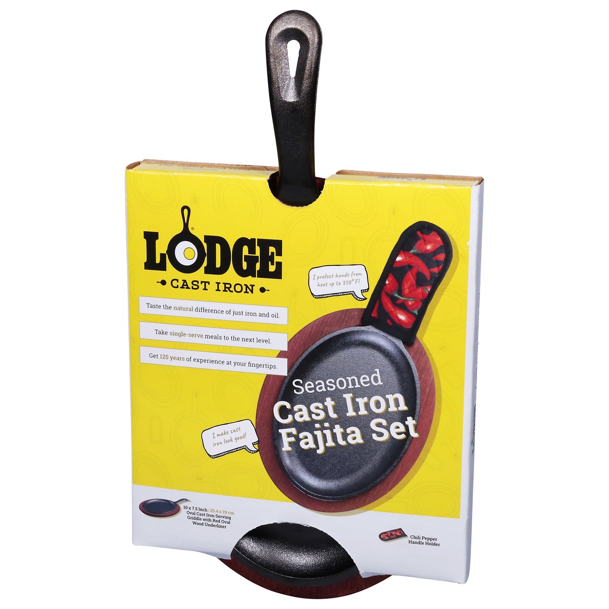 slide 3 of 12, Lodge Seasoned Cast Iron Fajita Set 1 Set, 1 ct