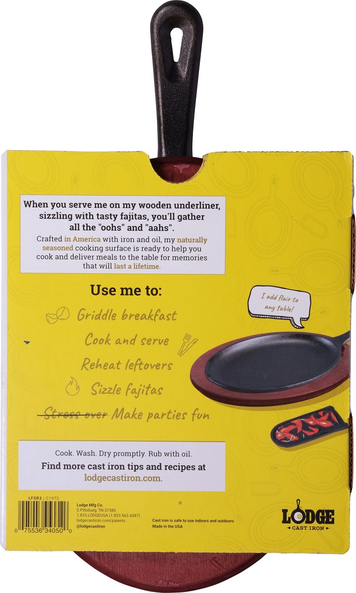 slide 10 of 12, Lodge Seasoned Cast Iron Fajita Set 1 Set, 1 ct