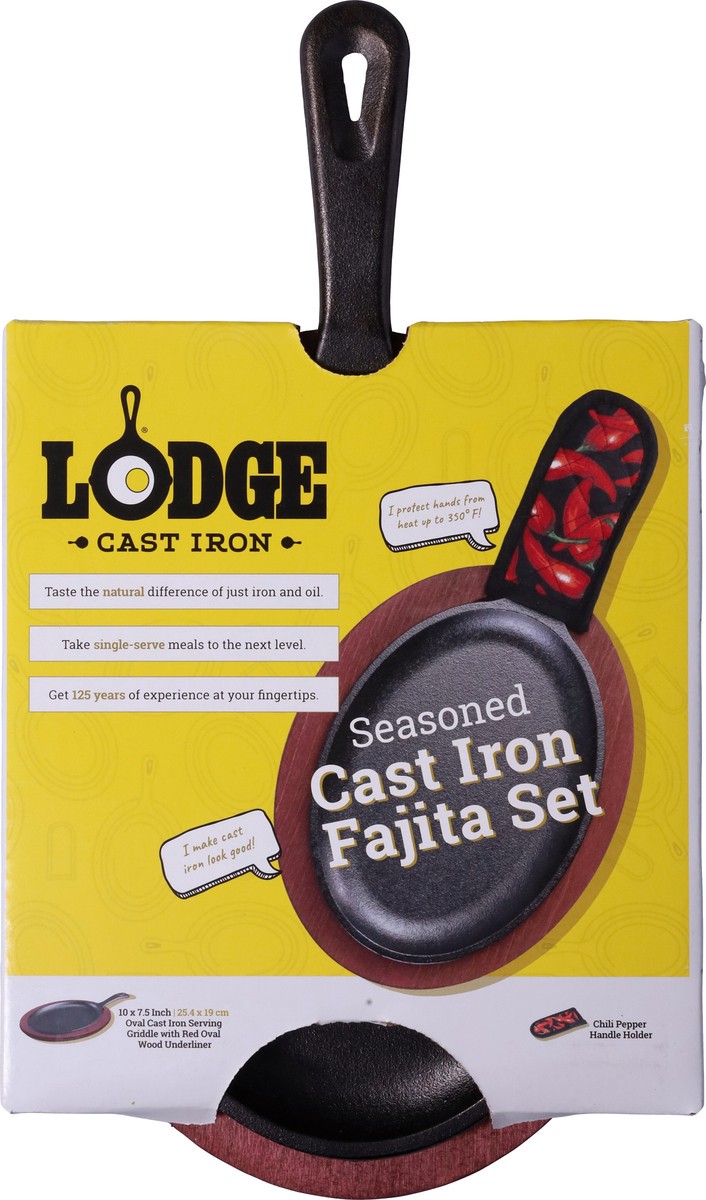 slide 8 of 12, Lodge Seasoned Cast Iron Fajita Set 1 Set, 1 ct