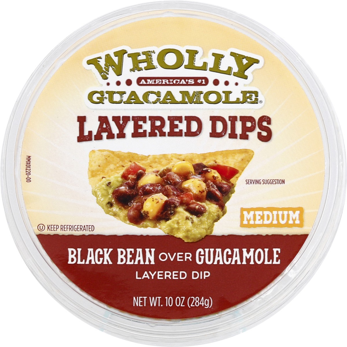 slide 13 of 13, Wholly Medium Black Bean Over Guacamole Layered Dip 10 oz, 10 oz