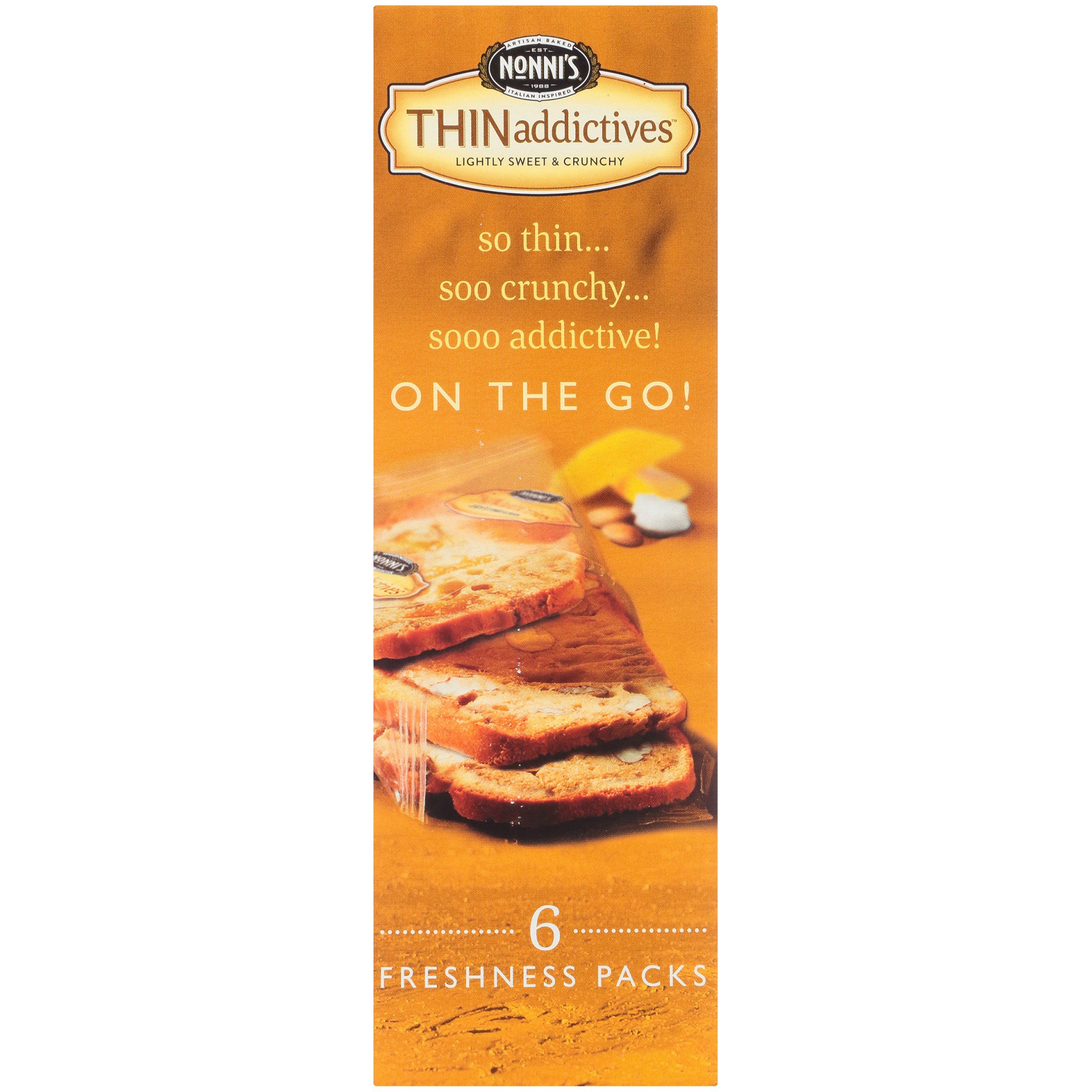 slide 5 of 8, Nonni's THINaddictives Almond Thin Mango & Coconut Cookies 6 - 3 Packs, 6 ct