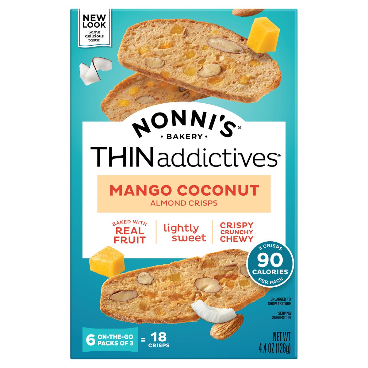 slide 1 of 8, Nonni's THINaddictives Almond Thin Mango & Coconut Cookies 6 - 3 Packs, 6 ct