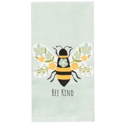 Room & Retreat Bee Kind Floral Wings Aqua Dual Kitchen Towel, 16 In X 26 In