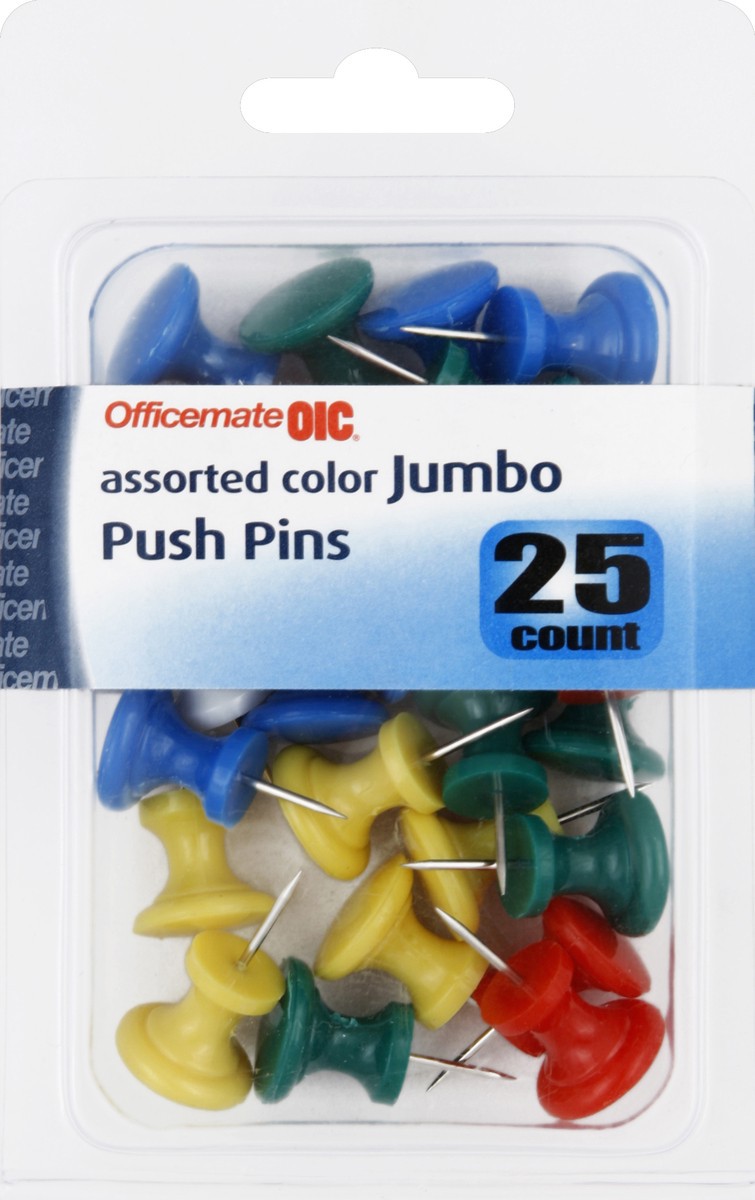 OIC Officemate Oic Jumbo Push Pins Assorted 25 ct Shipt