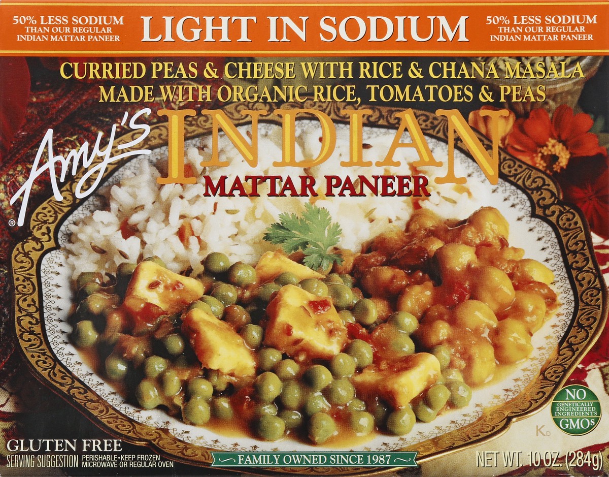 slide 9 of 10, Amy's Organic Low Sodium Indian Mattar, 10 oz