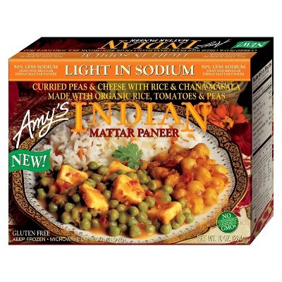 slide 1 of 10, Amy's Organic Low Sodium Indian Mattar, 10 oz