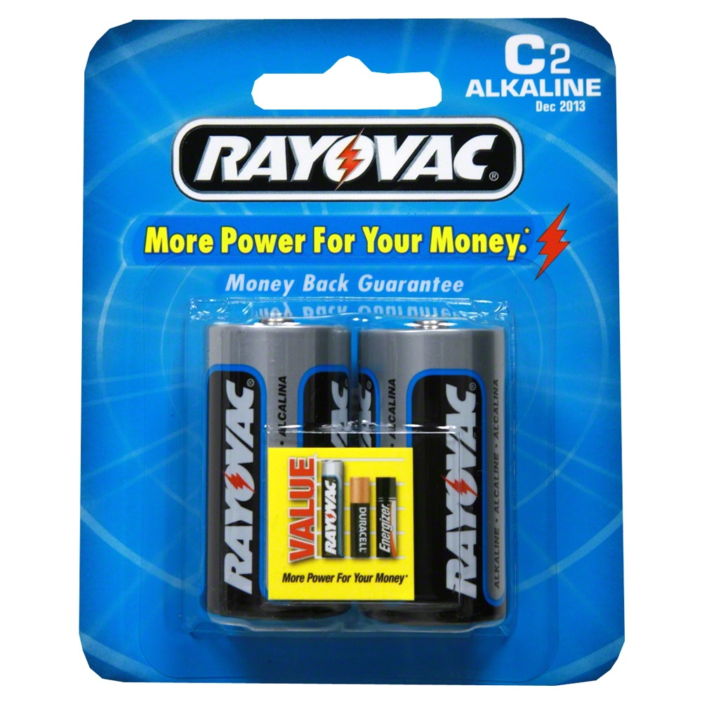 slide 1 of 1, Rayovac High Energy Alkaline Batteries, Size C Batteries, 2 ct
