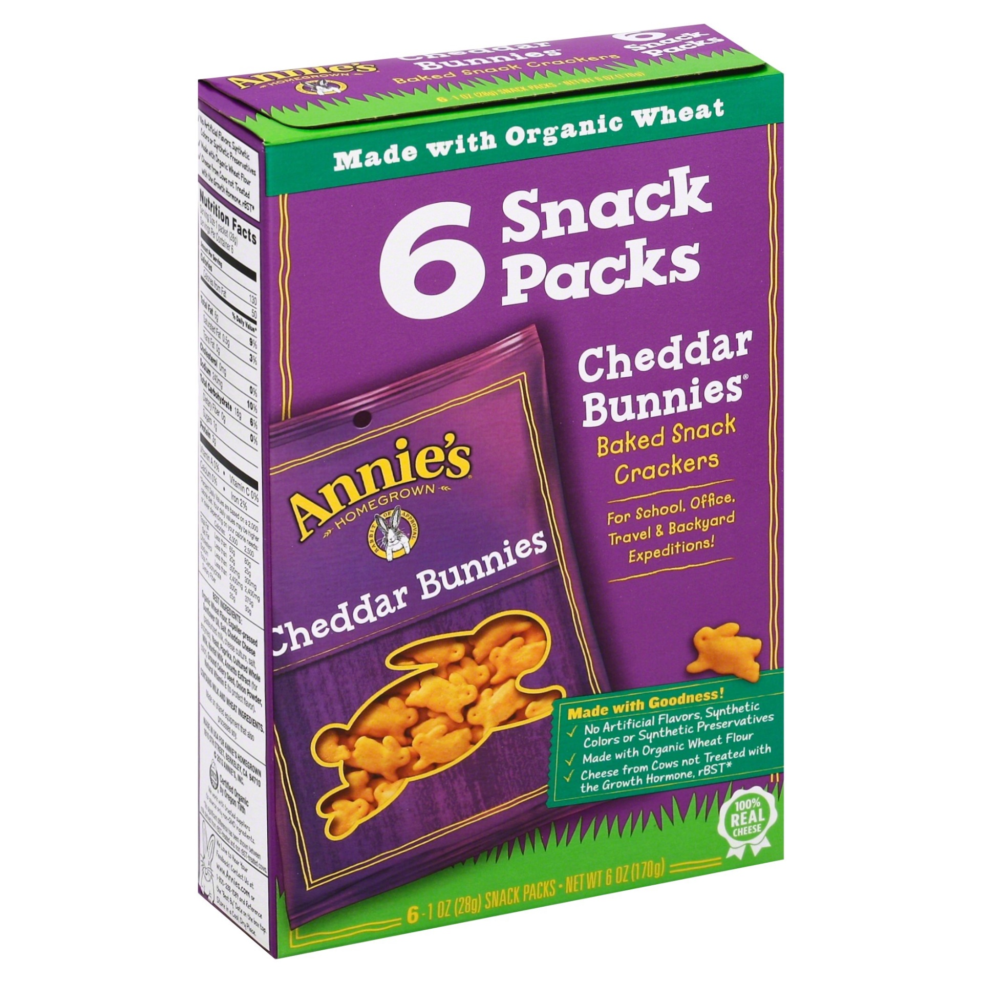 slide 1 of 1, Annie's Cheddar Bunnies Baked Snack Crackers, 6 ct; 1 oz