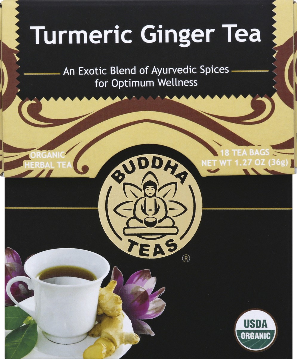 slide 6 of 6, Buddha Teas Turmeric Ginger Tea, Organic, Tea Bags - 1.27 oz, 18 ct