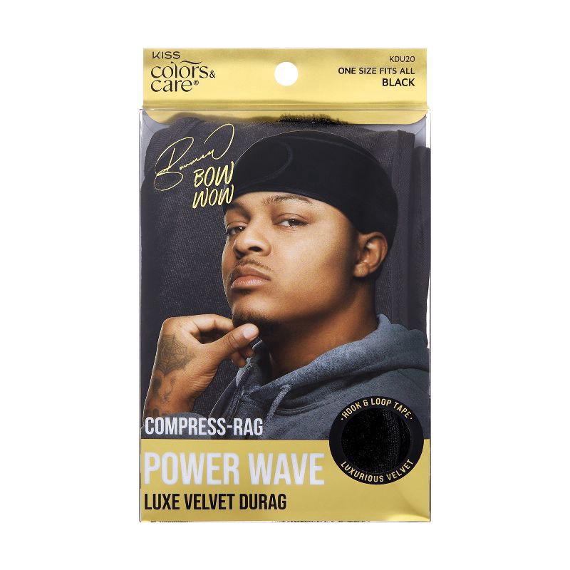 slide 1 of 4, KISS Products Colors & Care Compress Durag Velvet Hair Bonnet & Cap - Black, 1 ct