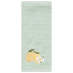 Room & Retreat Daisy Citrus Embroidered Waffle Kitchen Towel, 16 In 26 In
