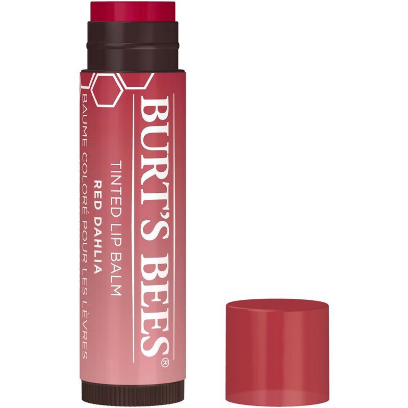 slide 1 of 5, Burt's Bees 100% Natural Tinted Lip Balm, Red Dahlia with Shea Butter & Botanical Waxes, 1 Tube, 0.15 oz