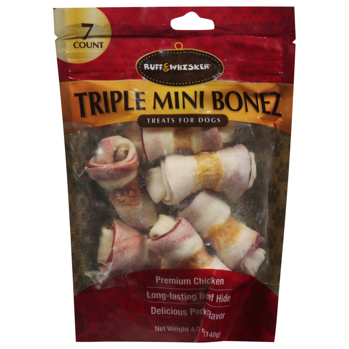 slide 1 of 14, Ruff & Whiskerz Triple Mini Bonez Premium Chicken Treats for Dogs 7 ea, 7 ct