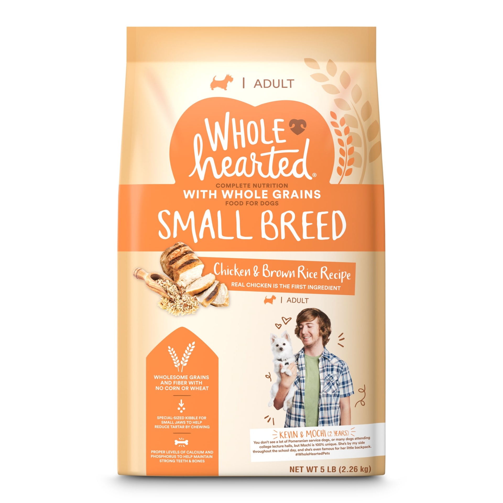 slide 1 of 1, WholeHearted Adult Small-Breed Chicken & Brown Rice Recipe with Whole Grains Dry Dog Food, 5 lb