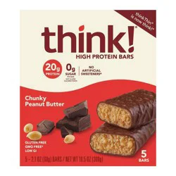 think! High Protein Chunky Peanut Butter Protein Bar, 5 - 2.1 oz Bars