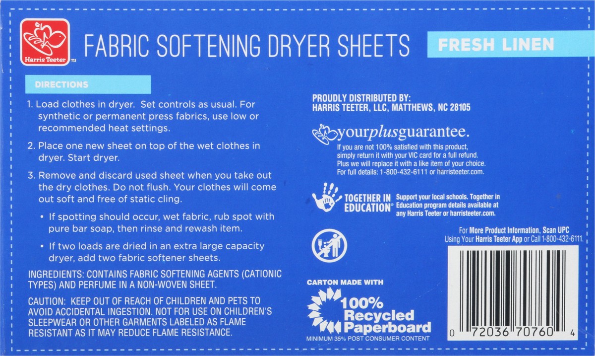 slide 5 of 9, Harris Teeter yourhome Fabric Softener Sheets - Fresh Linen, 40 ct