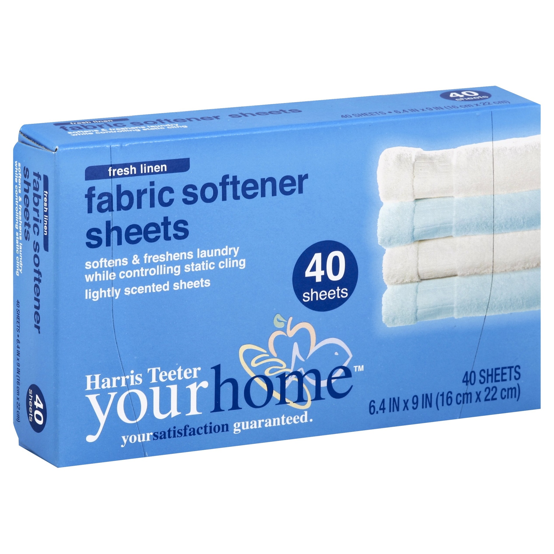 slide 1 of 1, Harris Teeter yourhome Fabric Softener Sheets - Fresh Linen, 40 ct