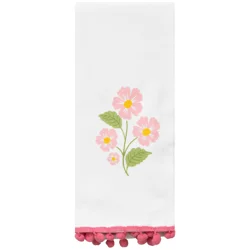 Room & Retreat Garden Sprig Dual Kitchen Towel With Pom Poms, 16 In X 26 In