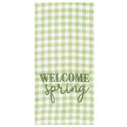 Room & Retreat Welcome Spring Check Embroidered Dual Kitchen Towel, 16 In X 26 In