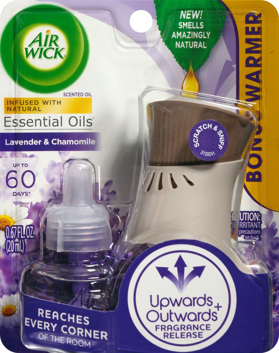 slide 8 of 9, Air Wick Plug in Scented Oil Starter Kit (Warmer + 1 Refill), Lavender and Chamomile, Air Freshener, Essential Oils, 0.67 fl oz