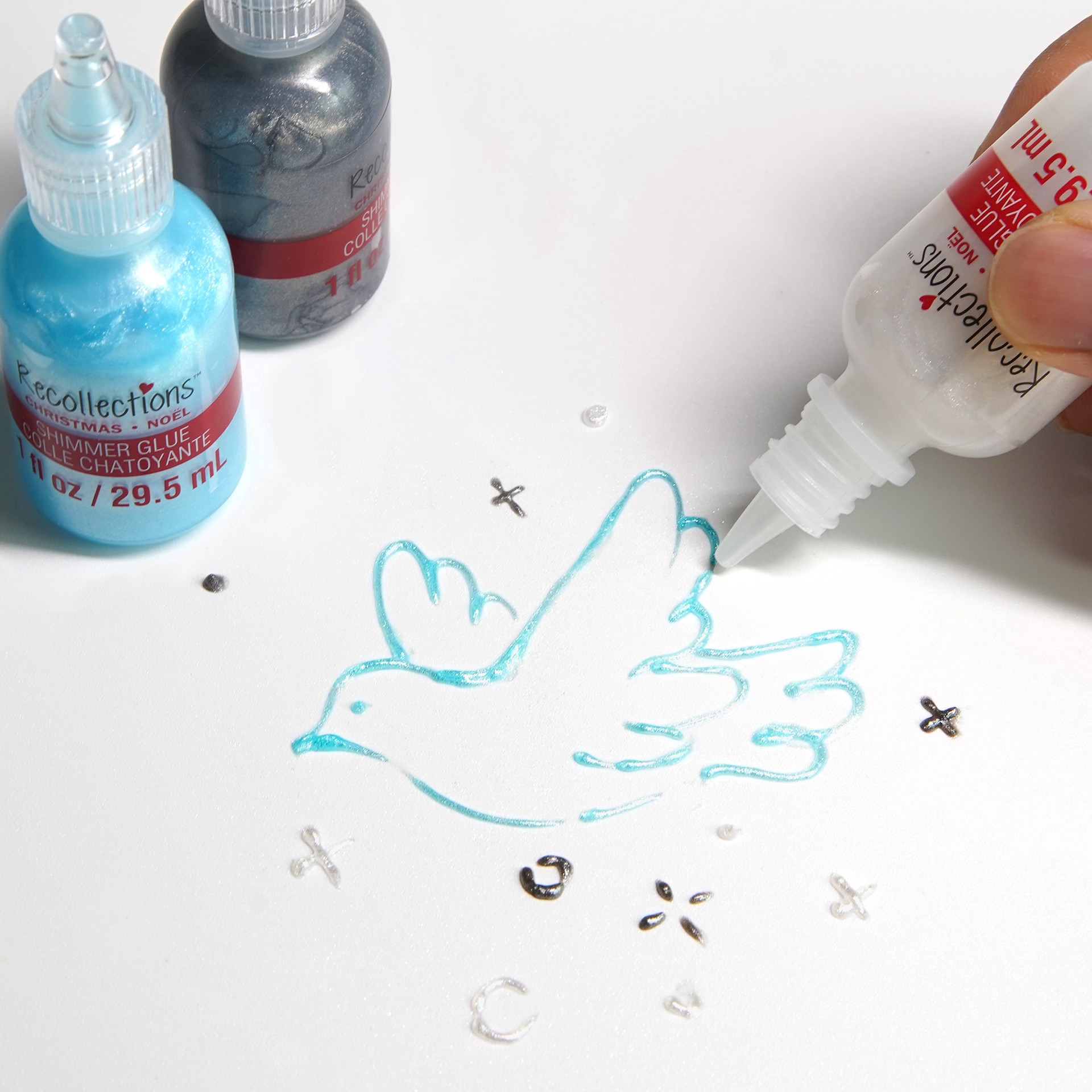 slide 5 of 6, White, Blue & Silver Shimmer Glue Set By Recollections, 1 fl oz