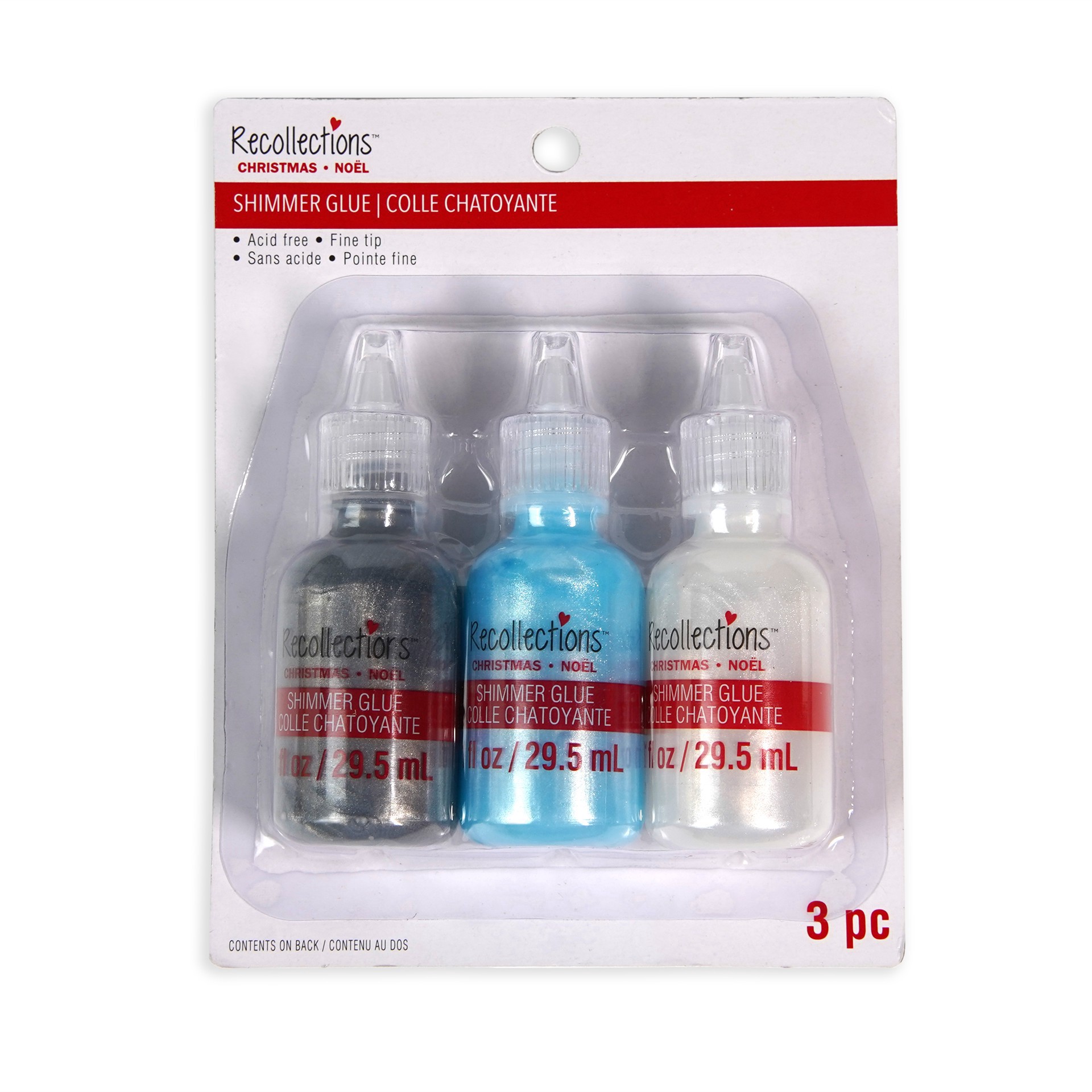 slide 4 of 6, White, Blue & Silver Shimmer Glue Set By Recollections, 1 fl oz