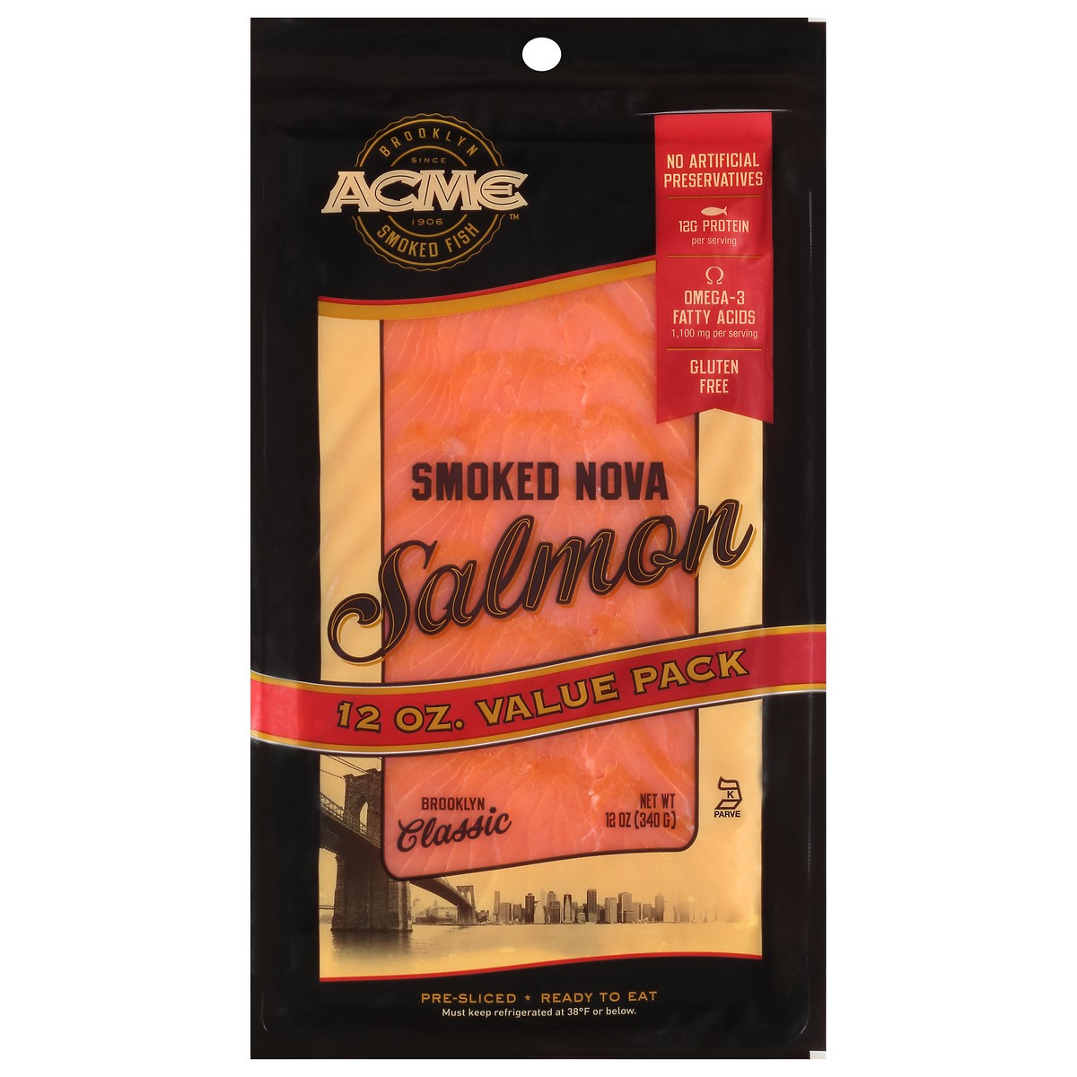 slide 1 of 7, ACME Smoked Nova Salmon 12 oz, 12 oz