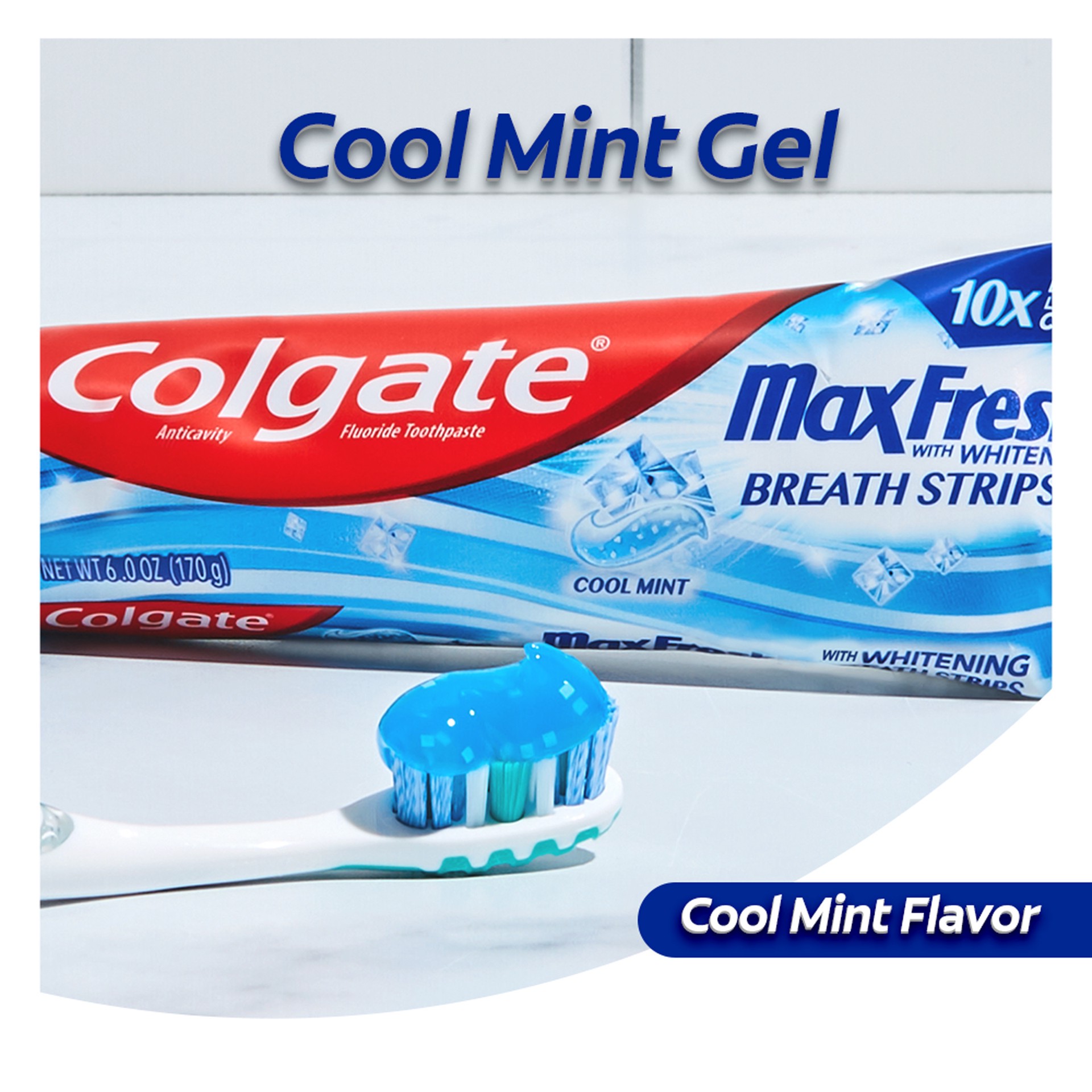 slide 7 of 10, Colgate Max Fresh Toothpaste with Mini Breath Strips, Cool Mint - 6.0 Ounce (3 Pack), 6 oz