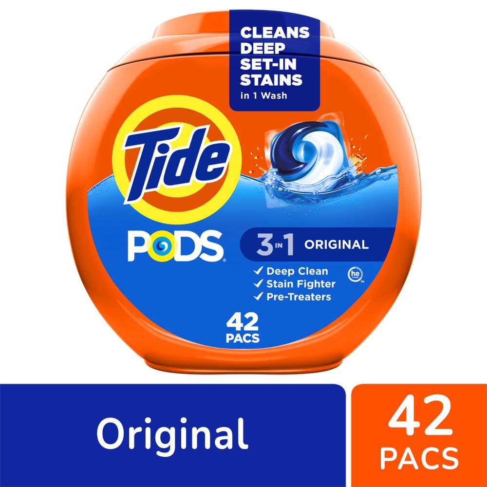 slide 1 of 6, Tide PODS Laundry Detergent 3 in 1 Original Scent, 42 ct