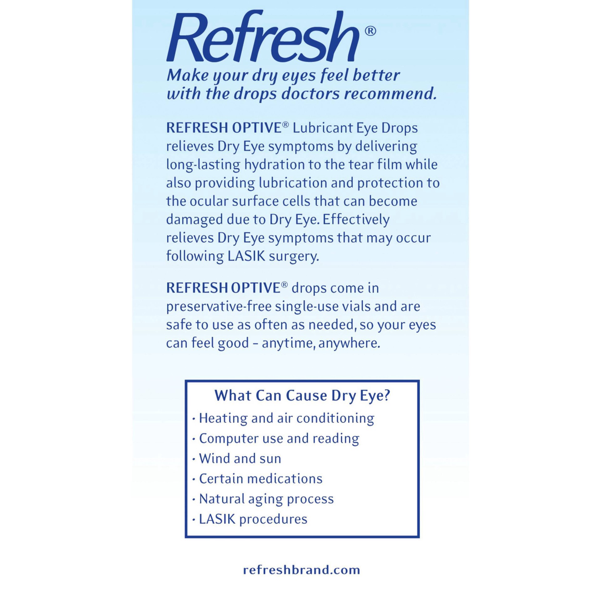 slide 2 of 11, Refresh Optive Lubricant Eye Drops Preservative-Free Tears, 0.01 fl oz (0.4 mL), 60 Single-Use Containers, 0.40 mL