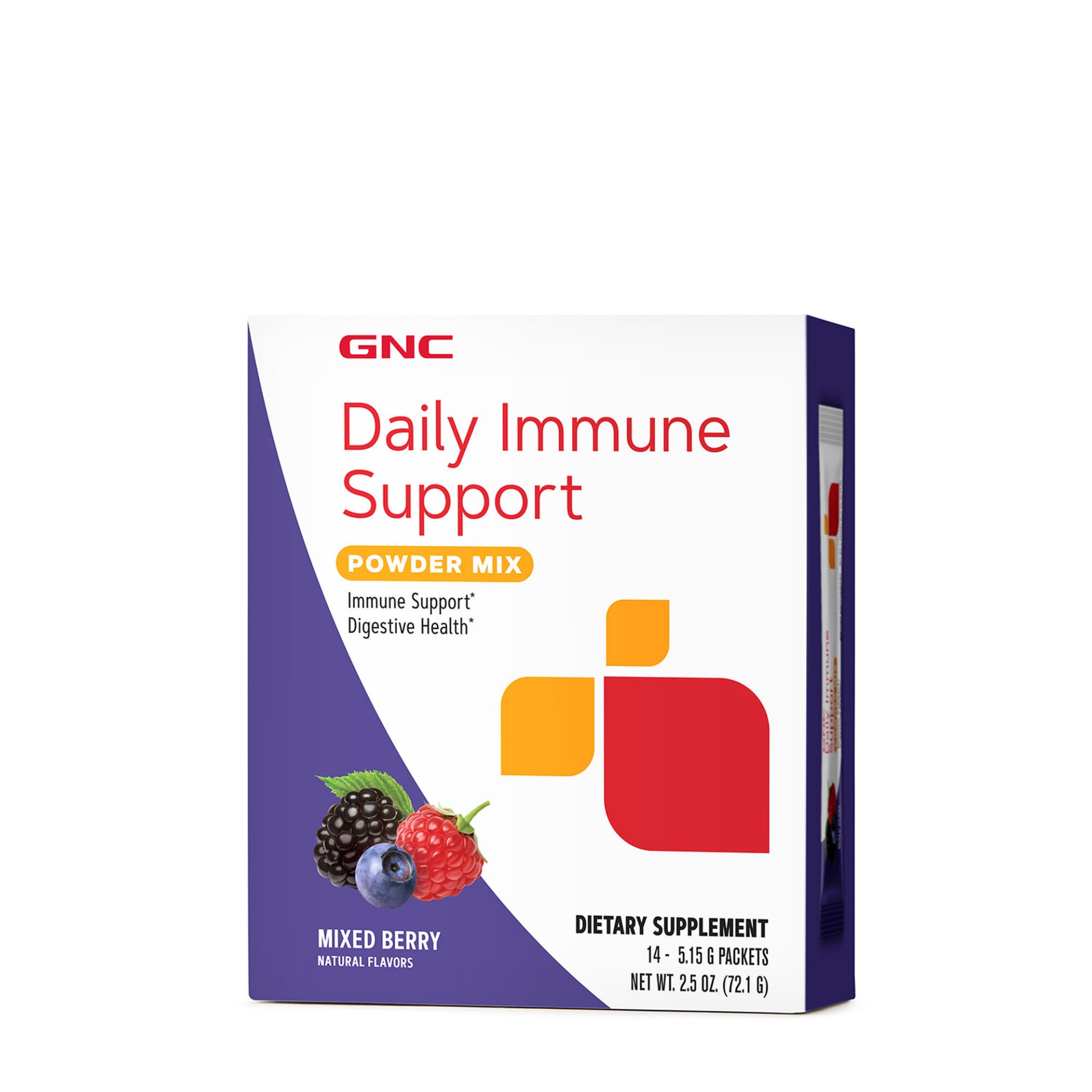 slide 1 of 1, GNC Daily Immune Support Powder Mix Packets - Mixed Berry, 14 ct