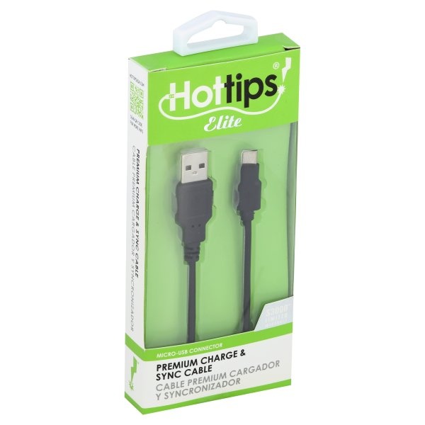 slide 1 of 1, Hottips! Charge & Sync Cable, Premium, 4 ft