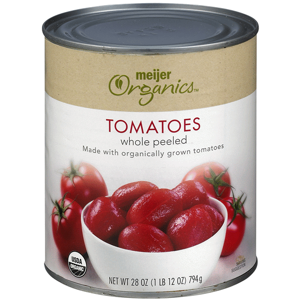slide 1 of 1, Meijer Organics Whole Peeled Tomatoes, 28 oz