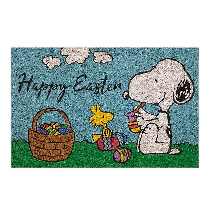 slide 1 of 1, Peanuts Easter Coir Doormat - Light Blue, 28 in x 18 in