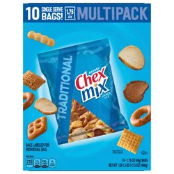 Chex Mix Snack Mix, Traditional Original Recipe, Multipack, Pub Mix Snack Bags, 10 Ct, 17.5 oz