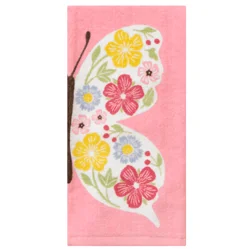 Room & Retreat Wild Meadow Butterfly Pink Fiber Reactive Kitchen Towel, 16 In X 25 In